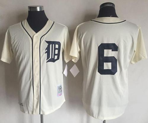 Mitchell And Ness 1968 Tigers #6 Al Kaline Cream Throwback Stitched MLB Jersey